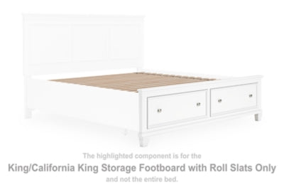 Pie de cama Fortman King/California King con almacenaje y somier de láminas enrollables