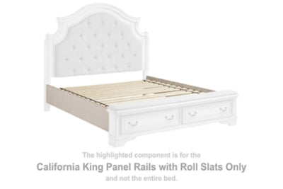 Rieles de panel Realyn California King con somieres de láminas enrollables