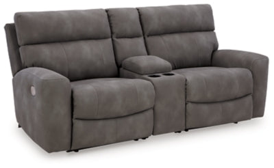 Sofá reclinable eléctrico seccional de 3 piezas Next-Gen Durapella con consola