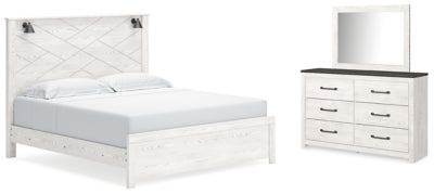 Cama King, cómoda y espejo Gerridan