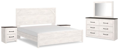 Cama King, cómoda, espejo y 2 mesitas de noche Gerridan
