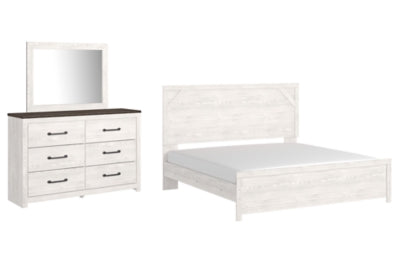 Cama King, cómoda y espejo Gerridan