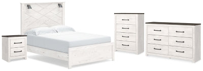 Cama Gerridan Queen, Cómoda, Chifonier y Mesita de Noche