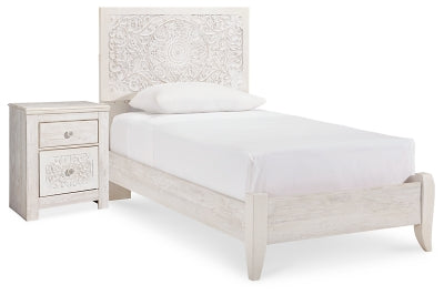 Cama de panel doble y mesita de noche Paxberry