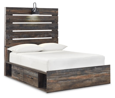 Cama de panel completo Drystan con 2 cajones de almacenamiento