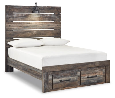 Cama de panel completo Drystan con 2 cajones de almacenamiento