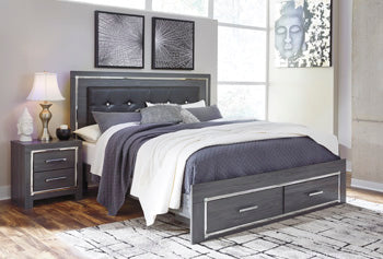 Cama King Lodanna con 2 cajones de almacenamiento