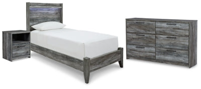 Cama, cómoda y mesita de noche de dos paneles Baystorm