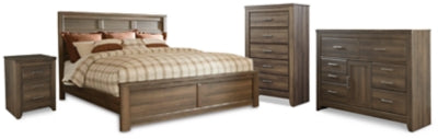 Juego de dormitorio Juararo California King: cama, cómoda, arcón y mesita de noche