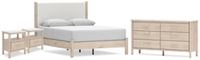 Juego de dormitorio Cadmori Queen (cama, cómoda y 2 mesitas de noche)
