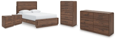 Cama tamaño Queen Hollinaze, cómoda, armario y 2 mesitas de noche
