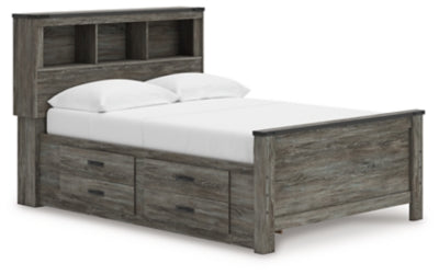 Cama con panel de estantería completa y almacenamiento Frandern