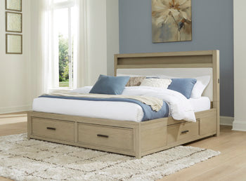 Calmoro King/California King Upholstered Panel Bookcase Headboard