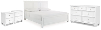 Cama con paneles, cómoda y 2 mesitas de noche Fortman King