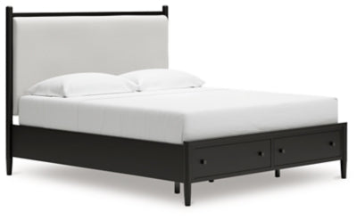 Cama tapizada Portdown California King con paneles y almacenamiento