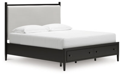 Cama tapizada Portdown King con panel de almacenamiento