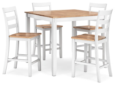 Mesa de comedor a la altura de la encimera Gesthaven y 4 taburetes de bar (Set de 5)