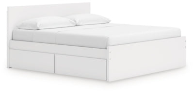 Cama de plataforma con paneles Onita King y 2 cajones de almacenamiento laterales