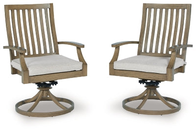 Silla giratoria Rainier Ranch para exteriores con cojín (juego de 2)